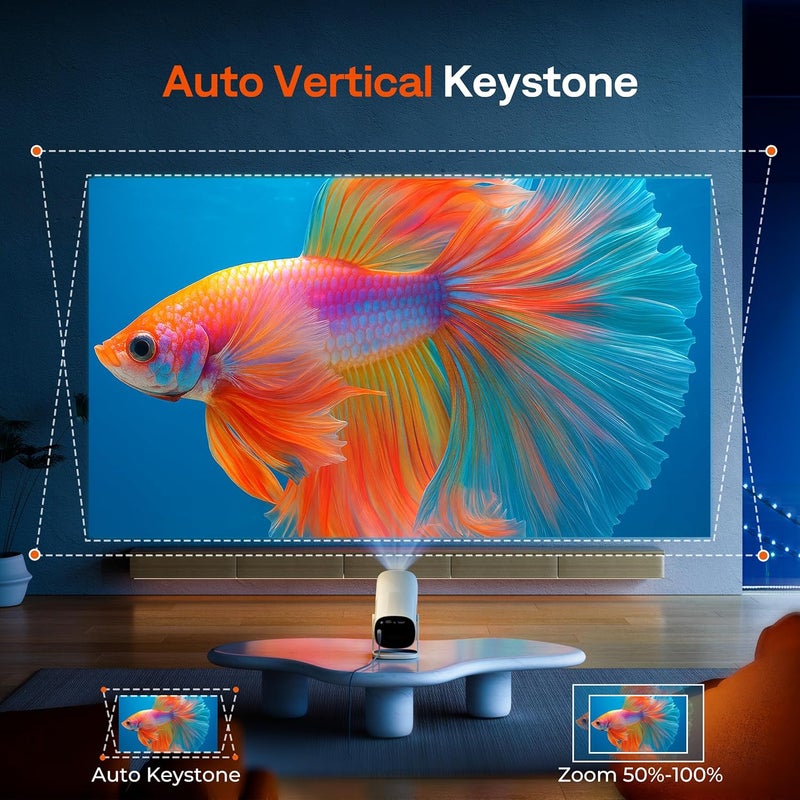 Boldever 【Built-in Officially-Licensed Apps & 500 ANSI Lumens & Full Automatic】 2026 Upgraded Mini Smart Projector with WiFi 6 and Bluetooth, 270° Adjustable Stand, 4K Movie Projector Indoors Outdoors - Image 5